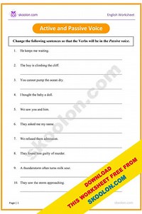 ©. 0skoolon.comEnglish WorksheetActive and Passive VoiceC... | Filo