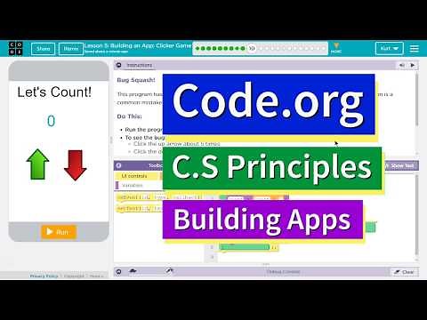 Building an App: Clicker Game Lesson 5.10 Tutorial with Answers Code.org CS Principles