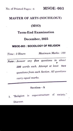 IGNOU MSOE 003 Question | December 2025 #msoe003 #ignoumsoe003 #ignoumasociology