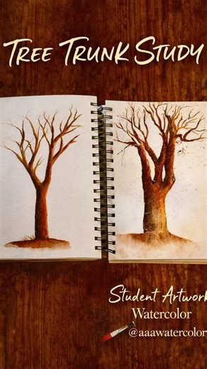 My Students Painted These Trees! Watercolor Trunk Study #painting #watercolor #artclass #workshop