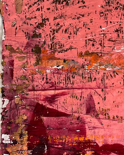 Robyn McClendon on Instagram: "Studio closeup! ❤️ #robynmcclendon #wabisabi #abstractart #mixedmediaartist #artgallery #brushwork #abstractpainter #postconsumerart"