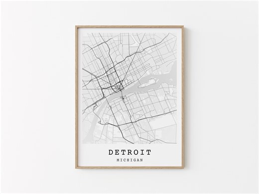 Detroit Wall Art: City Map Print, Michigan Urban Decor, Minimal Street Map Poster (digital Download) - Etsy