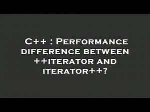 C++ : Performance difference between ++iterator and iterator++?