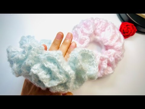 Crochet super easy fluffy scrunchie for beginners