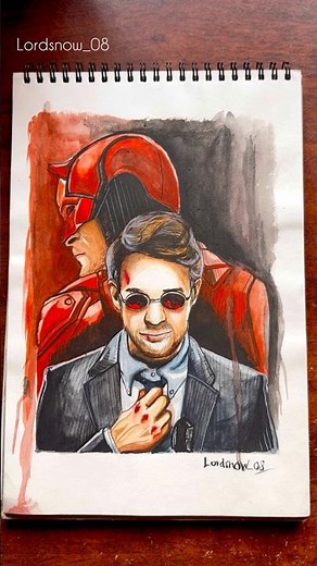 Daredevil Watercolor Drawing ✨ | Charlie Cox Transformation Art Reveal 🎨 #shorts