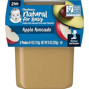 Gerber Baby Food 2nd Foods Blends, Apple Avocado Puree, Natural & Non-GMO, 4 Ounce Tubs, 2-Pack (Pack of 8)