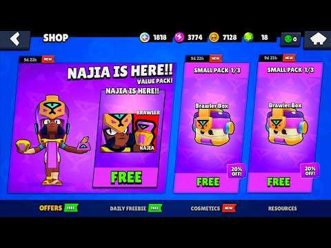 NEWEST NAJIA NEW BRAWLER (I GOT HER)🔥 LEGENDARY FREE NAJIA BOX IS HERE!!!🎁 BRAWL STARS NEW UPDATE!😱