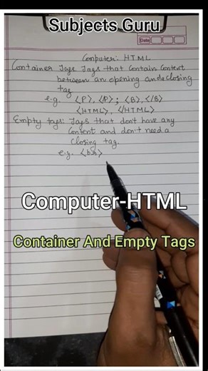 Computer HTML Empty and Container Tags 🧮 ✏️ @SubjectsGuruClasses