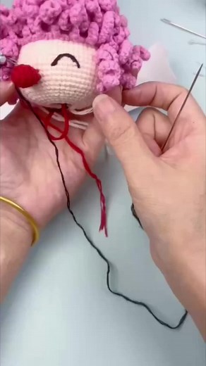 This is how I sew eyes on dolls. How do you usually do it? Can you share here?#stitch #pattern #crochet #halloween2024 #dolls #princes