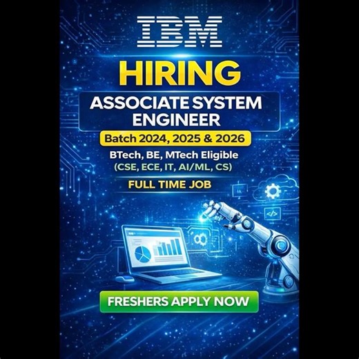 IBM Hiring 2026🔥Associate System Engineer|Freshers|2024–2026 Batch|Full Time Job #freshersjobs #e2e
