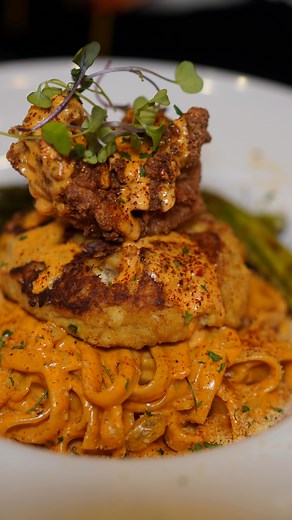 Dinner for 2 is ready🔥 #BookChefChu . #Appetizer Lobster Bites w/ creamy pepper sauce #Entree Butterfried Lobster Tail, Crab Cake & Cajun Pasta w/ Asparagus . . . . #houstonchef #houstoncatering #houstonfood #houstonfoodie #cheflife #foryou #explorepage #foodie #foodcontent #foodnetwork #viralreels #houstoneats #foodielife #seafooddish #lobster #crabcakes #cajunpasta | Too Stuffed Kitchen