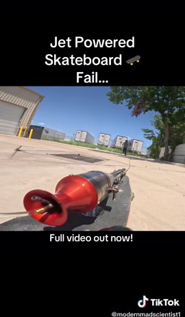 Jet powered skateboard fail
