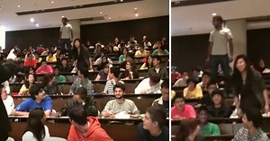 Student stands up during engineering exam & begins to sing - then epic flash mob takes over