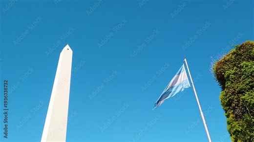 Buenos Aires Obelisk Skyline in Argentina Landmark Low Angle National Symbol sky of Capital City