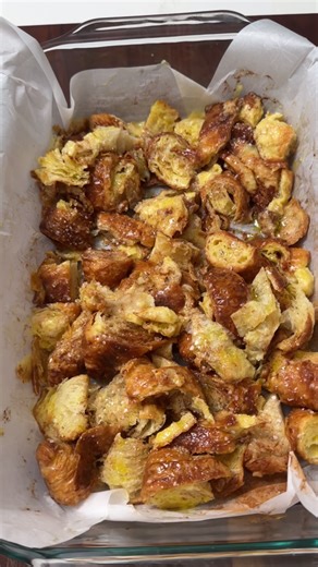 Crispy flaky croissants meet sweet French toast magic