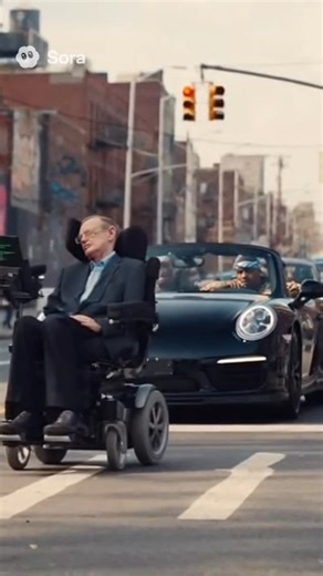 DJ Hawking | AI Meme Universe | Dr. Stephen Hawking caught in a standoff with a Brooklyn gang in Williamsburg 🚗💨 Tupac opens the Porsche door — tension rises, physics... | Instagram