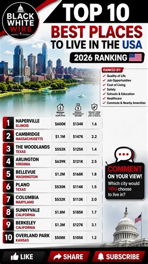 Top 10 Best Places to Live in the USA in 2026 🇺🇸 | #1 Might Surprise You!#shorts