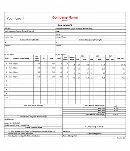 Tax Invoice Template, GST VAT Sales Tax (pdf, xls)