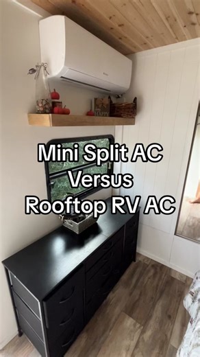 The major energy usage difference between mini splits and the standard rooftop AC units is INSANE! #homes #homesthatroam #tiktok #rv #camper #ac #summer #cold #hot #chill #camper #tinyliving #tinyhome #rvlife #camperlife #diy #project #howto