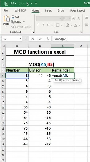 How to use MOD function in excel