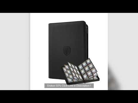 9 Pocket Trading Card Binder, PU Cover Zipper Card Collection Album, Sturdy 360 Side-Loading Card Fo