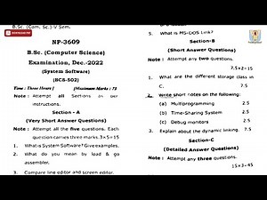 BSC 5TH SEM CS SYSTEM SOFTWARE NP DEC 2022 | CCSU