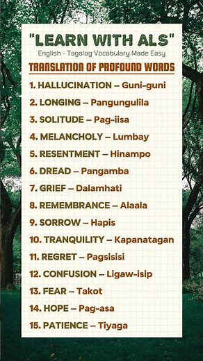 15 Deep English to Tagalog Words | Learn Rare Filipino Translations | Learn With ALS