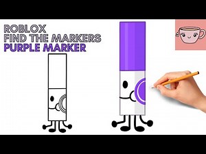 How To Draw BFB Purple Marker | Roblox - Find The Markers | Easy Step By Step Drawing Tutorial
