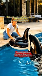 A baby orca meets its balloon twin — the cutest playtime ever! 💙🐋 Indonesian: Bayi orca ini bertemu kembaran balonnya — lucunya kebangetan! #orca #babyorca #whale #cutewildlife #marineanimals #cutemoments #viralreel #fbreels #aivideo #trendingnow #Usa | Asri Isah Lisa Putri