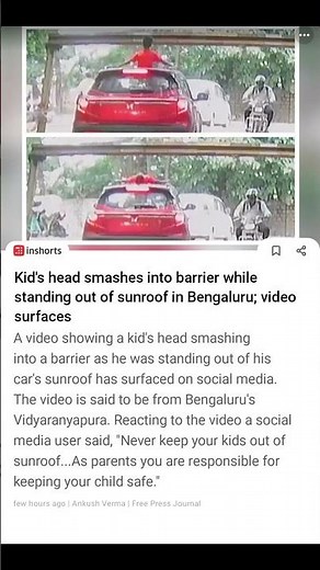 Shocking Sunroof Accident in Bengaluru #news #viral