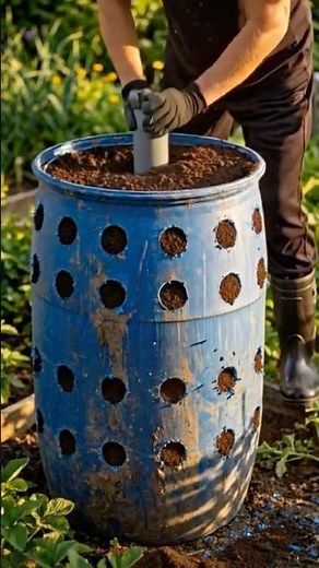 JARDIM VERTICAL DIY com Barril de Plástico 🍓🌿 | Faça Você Mesmo Plante Morangos em Casa #shorts