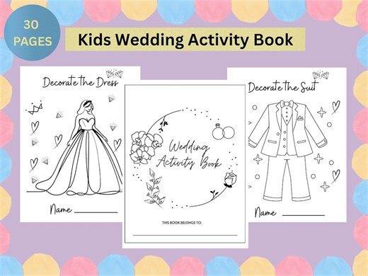 Wedding Coloring Pages for Kids | Printable Coloring Book & Activity Sheets | Kids Wedding Craft - Etsy