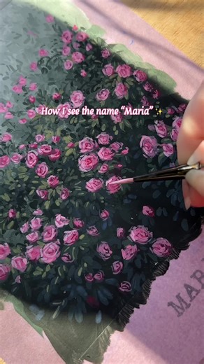 I have synesthesia! So while I hear the name “Maria” I also see colors and shapes and feel a personality from it! 🌸 Originals, prints, snail mail, tutorials, and more available!! Join the VIP or waitlist to get your name painted! #art #synesthesia #fyp #painting #cozy