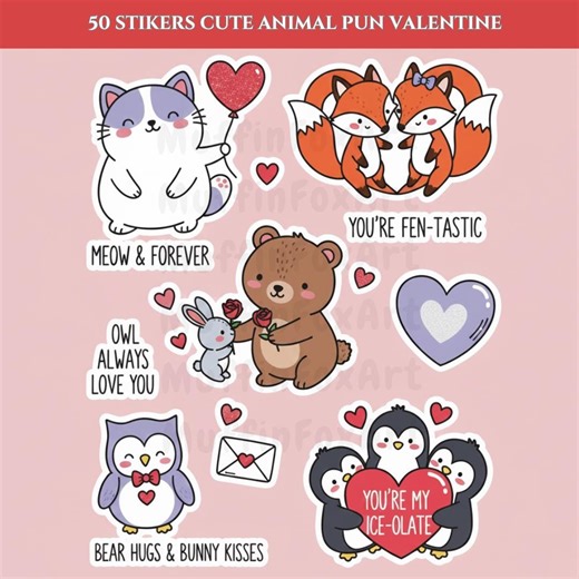 50 PNG Digital Valentine Sticker Pack, Romantic Graphics, Printable, Valentine’s Day - Etsy