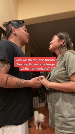 @sammyraemusic’s Dancing Queen challenge 🎉 looking in each other’s eyes helped tbh lol #onebreathchallenge @alyssugh #fblifestyle #AJRafael #MusicReels #Throwback | AJ Rafael