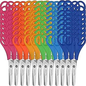 Amazon.com: EZZGOL 96 Pack 5' Safety Blunt Tip Kids Scissors, 6 Assorted Colors for Cutting Regular & Construction Paper, Cards