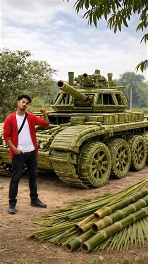 Bamboo Indian Army Tank Making | Full Handcraft Process#shorts #aishorts #handcraft