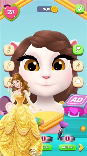 Belle dressup my talking angela #mytalkingangela2 #viralshort #shorts #fyp #disney #gaming #cosplay