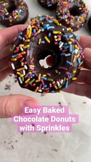 Easy Baked Chocolate Donuts with Sprinkles Recipe
