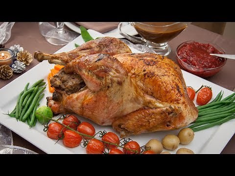 How to Roast a Stuffed Thanksgiving Turkey with Cranberry Sauce and Gravy