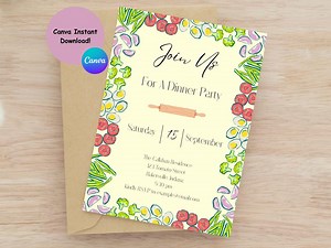 Editable Dinner Party Invitation Template, Dinner Party Invitation, Cookbook Club Invitation, Potluck Invitation, Picnic Invitation - Etsy Canada