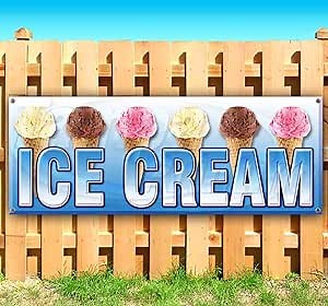 Ice Cream Banner 13 oz | Non-Fabric | Heavy-Duty Vinyl Single-Sided with Metal Grommets