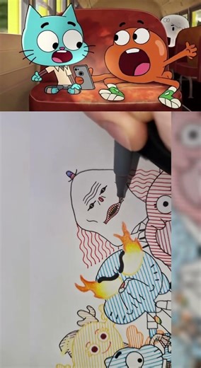 He drew the SCARY CLOWN next to us! 🤡💀 #shorts #tawog