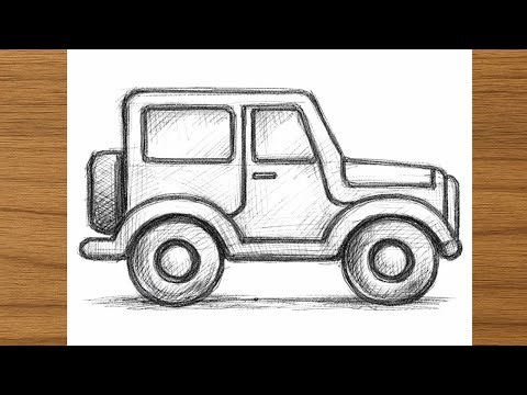 How I Turned a Simple Outline into a Stunning Jeep Sketch – Full Drawing Process!
