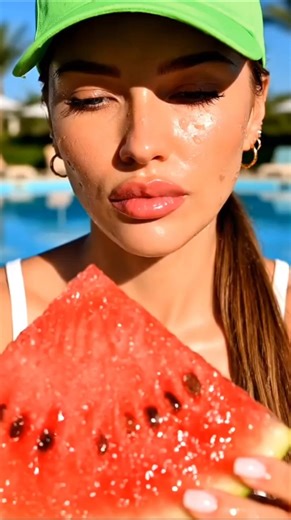 Why Can't I Stop Watching Her Eat Watermelon?! 👀🍉