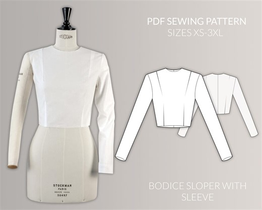 Basic Bodice Block With Sleeve, PDF Bodice Sloper, Women's Sewing Pattern, Sizes XS-3XL, Women's Bodice Block, Printable Sewing Pattern - Etsy Canada