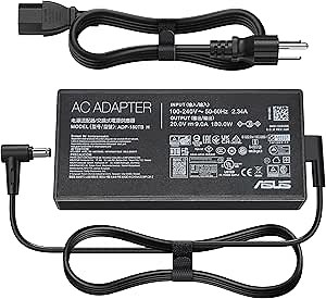 ASUS 180W AC Adapter Charger for ROG Zephyrus G14 G15 GA502 GA401, TUF Gaming A15-FA506 A17-FA706, Zenbook Pro14 - 20V 9A, 6.0x3.7mm, ADP-180TB H