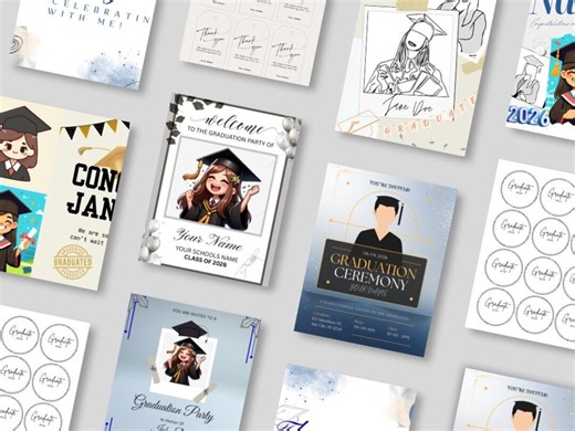 Editable Graduation Bundle | Canva Party Invitations, Decor (instant Download) - Etsy