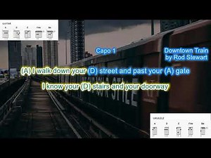 Downtown Train (capo 1) by Rod Stewart play along with scrolling guitar chords and lyrics