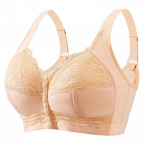 FHTECO Front Closure Bras for Women No Underwire Plus Size Wireless Comfortable Cotton Sleep Bra for Older Womens Bras